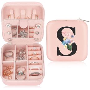 Travel Jewelry Case,Small Jewelry Box,Mini Jewelry Travel Case for Women,Travel Jewelry Organizer,Travel Accessories for Women,J Jewelry Box,Birthday Gifts for Women Mom Grandma,Teacher Gifts