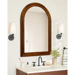 Tanmicoshomy Arch Wall Mirror 24x36 Inch, Walnut Brown Wood Framed Arched Mirror for Bathroom,Living Room, Bedroom or Entryway