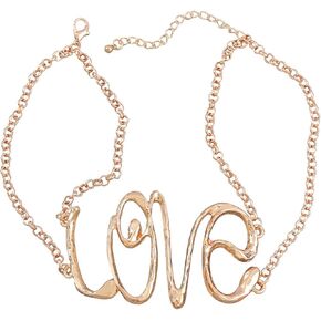 Chunky Letter Initial Filigree Choker Necklace Punk Cool Statement Wide Collar Necklace for Women Unisex,Large Love Heart Fashion Trendy Earrings Hip-hop Earrings Gold Plated/Silver Jewelry