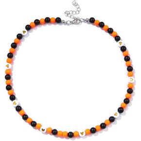 Halloween Christmas Holiday Necklace Handmade Colorful Boho Beaded Choker Necklace Y2K Heart Freshwater Pearl Necklace for Women Party Jewelry