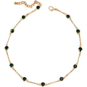 Colorful Crystal Choker Necklace for Women Gold Silver Plated Dainty Sparky Rhinestone Cubic Zirconia Beaded Lightweight Tiny Short Chain Necklace for Minimalsit Birthday Prom Party Trendy Jewelry Gifts