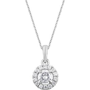 0.50-1.00 Carat Diamond, 14K White Gold Prong Set Round Cut Lab-Grown Diamond Pendant with Chain Necklace (J, VS-SI2) Fine Jewelry for Women| Gift Box Included