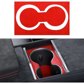 MEWANT Red Athsuede Cup Holder Trim Cover Replacement Frame for Tesla Model 3 Highland 2024 Cup Holders Protection Non-Slip Interior Accessories Cup Coasters