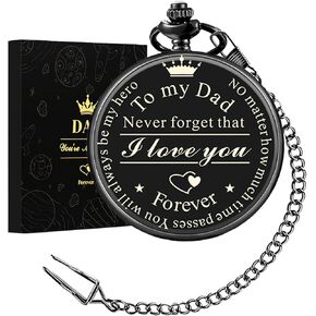 Christmas Gifts for Dad: Pocket Watch with Chains Birthday Gifts for Dad from Daughter Son Customized Father Personalized Gifts for Dad Ideas for Dad Funny Thanksgiving Gifts for Grandpa Husband Step