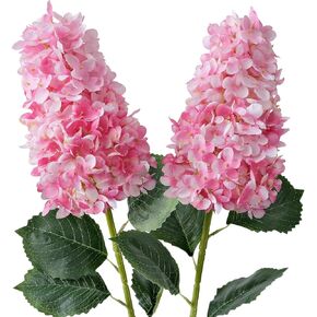 Green Hydrangea Artificial Silk Flowers,2Pcs 31.5" Large Lifelike Panicled Faux Hydrangea Flowers for Decoration,Long Stems Fake Hydrangeas for Centerpieces Tables Bouquets Gargen Wedding