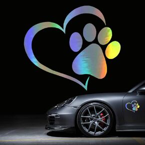 HungMieh Pet Dog Paw Puppy Print Love Heart Vinyl Decal Stickers for Cars Trucks Windows Walls Laptops 5.9"x5.2"