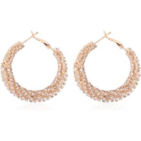 Lightweight Rhinestone Pave Statement Hoop Earrings - Sparkly Bridal Wedding Cubic Zirconia Crystal Wire Round, Teardrop Pear, Heart
