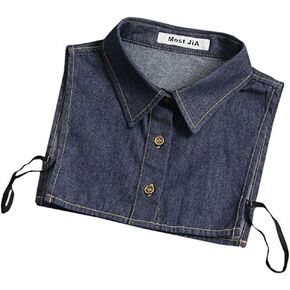 Unisex Stylish Detachable Half Shirt Blouse False Collar Blue Denim Fake Collar