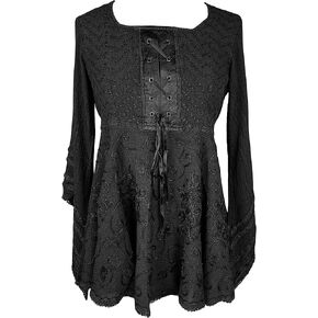 Agan Traders Bell Sleeve Empire Waist Corset Fall Embroidered Tops for Women, Boho Medieval Renaissance Tunic Women's Blouses
