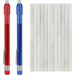 Gutimore Soapstone Holder Pack of 14, 2pcs Round Soapstone Pencils with 12pcs Soapstone Refills for Welding,Metal Fabrication, Construction, and Textile