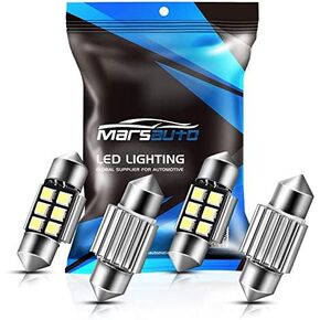Marsauto DE3175 LED Bulb 31mm Festoon LED Bulbs White 1.2inch Super Bright 300LM 6500K 2835SMD 3175 DE3021 3022 3021 for Car Interior Dome Map License Plate Lights, count 4 (Pack of 1) in Kuwait
