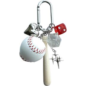 Heart Keychain Sided Polyhedral Dice Key Rings Baseball Keychain Bag Charm