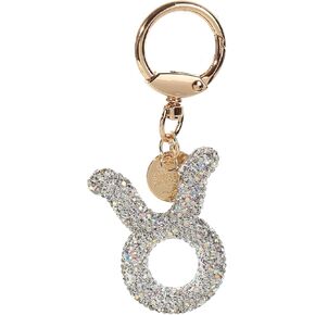 Rhinestone Zodiac Sign Horoscope Charms Key Ring 12 Constellation Astrology Key Chain for Women Girls Birthday Jewelry