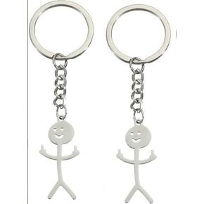 2Pcs Silver Stainless Steel Funny Doodle Keychain Finger Pendant Keyring Long Distance Friendship Jewelry Gift for Men Women Convenient to Carry Keyrings, Keychains and Charms,Accessories