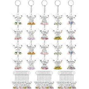 Sureio 50 Pcs Christian Keychain Gifts Acrylic Bible Verse Scripture Religious Inspirational Key Ring for Women (Angel)