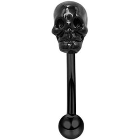 16G Black Skull Eyebrow Piercing Jewelry Surgical Steel Eyebrow Curved Barbell Ring Internal Thread Daith Rook Earrings Rook Jewelry for Women Men