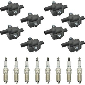 Set of 8 Ignition Coil Pack UF893 and Spark Plug SP411 Compatible with Ford E350 E450 F250 F350 F450 F53 F550 F59 F600 F650 Super Duty 2020-2022 Replacement for DG587 LC3Z12029B 7.3L V8