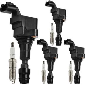 Set of 4 UF491 Ignition Coil Pack and XP5263 Spark Plugs Compatible with Pontiac Chevy Cobalt HHR Malibu Captiva Buick LaCrosse Regal GMC Saab Saturn 2.0L 2.4L L4 Replaces D522C 12578224