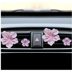 4PCS Car Air Vent Clip, Cute Refillable Flower Aesthetic Automotive Vent Clip Air Freshener Diffuser for Women Girls, Vehicle Interior Decoration Universal for SUV Truck RV and More（Purple）