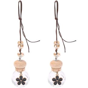 2 Pcs 6ml Empty Refillable Car Hanging Perfume Glass Bottle Air Freshener Fragrance Diffuser Aromatherapy Essential Oil Ornament Bottle White