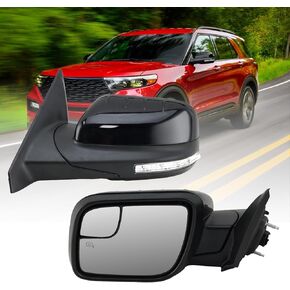 Right Passenger Side Mirror Fits 2011 2012 2013 2014 2015 Ford Explorer With Blind Spot Glass,Heated,Turn Signal,Puddle Light,Manual Folding 7Pins Replaces BB5Z17682NA