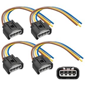 Anina 4PCS 90980-11885 Ignition Coil Connector Plug for Toyota Scion Pontiac Chevrolet Chevy Lexus 4-pin Female Adapter Plug Replaces 645-940 Scion Ignition Coil Harness