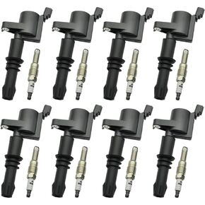 Set of 8 FD508 Ignition Coil Pack and SP515 Platinum Spark Plug Compatible with 2005-2008 Ford Expedition Explorer Mustang Mark LT Navigator Mountaineer F-150 F-250 F-350 F-450 F-550 5.4L 4.6L DG511