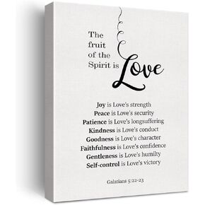 LEXSIVO Galatians 5:22-23 Sign Bible Verse Canvas Home Wall Art Decor Scripture Painting 12x15 Fruit of the Spirit Poster Framed Ready to Hang