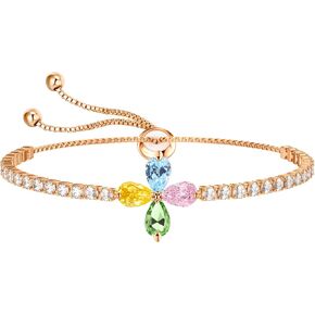 Pearl Slider Bracelet | White Gold/Yellow Gold Bracelets for Women Pearl/Lucky Clover/Bear Wrist Jewelry|Adjustable Size 5-10 inches