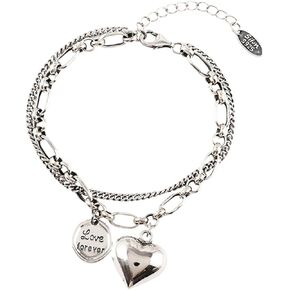 925 Sterling Silver Link Chain Bracelet for Women Handmade Layered Adjustable Sterling Silver Bracelets Bangles Jewelry Gifts