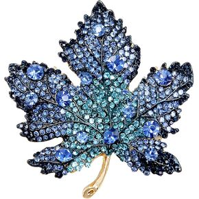 WCRAZYE Rhinestone Maple Brooch Pin for Women Girls Sparkling Full Micro Pave Crystal Fall Thanksgiving Vintage Colorful Maple Leaf Lapel Pin Party Prom Wedding Thanksgiving Jewelry Gift