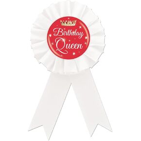 White Birthday Queen Tinplate Badge, Red Glitter Happy Birthday Button Pin, Birthday Queen Rosette Badge Pin for Women, Brooch Buttons for Girl Birthday Party in Kuwait