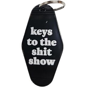 Generic Funny Vintage Motel Room Keychain Bag Tag, Keys to the Shit Show, Black, Standard, Black/White