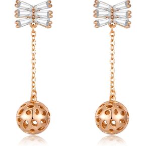 18K Gold Plated Cross Diamond Set Ball Pendant Hoop Earrings for Women, Fashion Diamond Pendant Gold Earrings, Delicate Hoop Earrings for Women