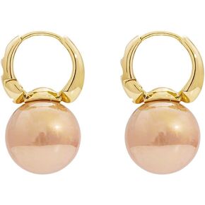 Vintage Pearl Earrings for Women 14K Gold Pearl Hoop Huggie Earring Small Hoop Half Round Dome Pearl Drop Earrings Dainty Statement Jewelry Gifts