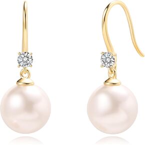 Fresh Water Pearls CZ Dangling 14K Gold Plated Hoop Earrings for Women