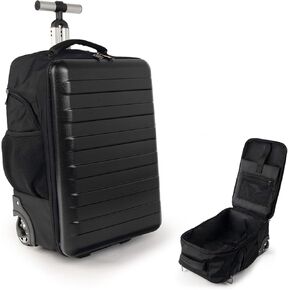 Carry-On Luggage Rolling Backpack with Wheels，Travel Roller Waterproof Backpack for Business and College，19Inch Laptop Backpack (Black, 19 Inch)