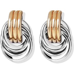 مكتنزة الذهب/الفضة أقراط للنساء العصرية عقدة ربط أقراط الهندسة قطرة استرخى أقراط بيان أقراط خاتم هدايا مجوهرات أنيقة in Kuwait