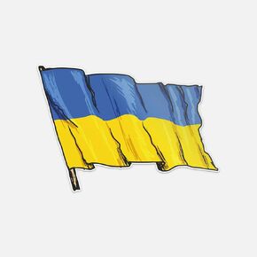 Ukraine Waving Flag Sketch Sticker | Car Bumper, Laptop, Water Bottle, Wall, Window Waterproof Vinyl Sticker Decal