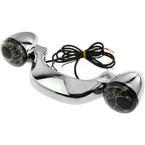 LED Turn Signal Light Indicator Blinker Compatible with Harley Touring Street Road Glide 10-13 14-23 Chrome and Gray