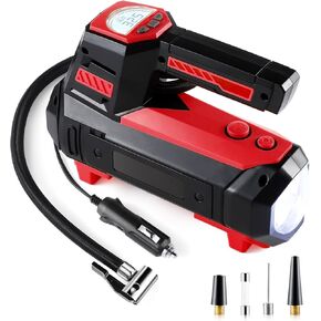 LivTee Tire Inflator Portable Air Compressor for Car Tires - Car Accessories, 12V DC Air Pump with Digital Tire Pressure Gauge, Max 150PSI with Emergency LED Lights for Car, Camper, RV, Truck