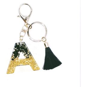 jtkdxqs Letter A-Z Keychain Black Tassel Key Ring Crystal for Women Backpack Handbags Cute Pendant
