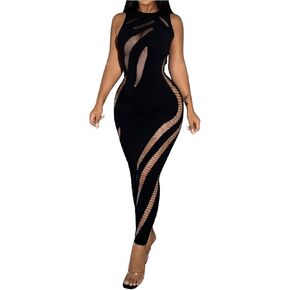 Floerns Women's Cut Out Ripped Sleeveless Tank Dress Club Party Bodycon Long Dress