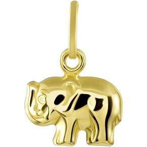 14K Yellow Gold Mini Elephant Charm Feng Shui Symbol Pendant