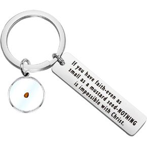 SEIRAA Mustard Seed Keychain Christian Jewelry Motivational and Religious Gift for Loved Ones