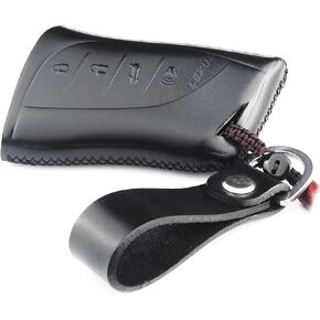 Italian Leather Key Fob Cover Case holder Compatible with Lexus ES RX GX GS KS RX350 GX460 ES350 GS ISC IS LS (Type C Black Stitch)