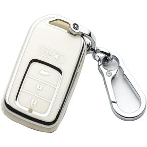 Key Fob Cover Keychain for Honda 2014-2022 HR-V Fit Pilot Odyssey LX EX 4 Buttons Smart Key