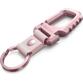 Dexnor Heavy Duty Key Chain Bottle Opener, Carabiner Key Ring Clip Aerospace-grade Stainless Steel Car Key Fob Holder Organizer EDC Keychain Keyring Accessories for Men and Women Black