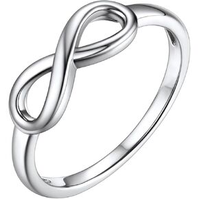 CCBFY 18k White Gold Gold Plated 925 Sterling Silver Rings for Women Promise Rings for Her, Stackable Wedding Bands Rings for Women Infinity Forever Love Knot Ring