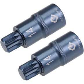 uxcell 1/2" Drive x M14 (14mm) Triple Square Spline Bit Socket, S2 Steel Bits, CR-V Sockets 2" Length (for Hand Use Only) 2pcs